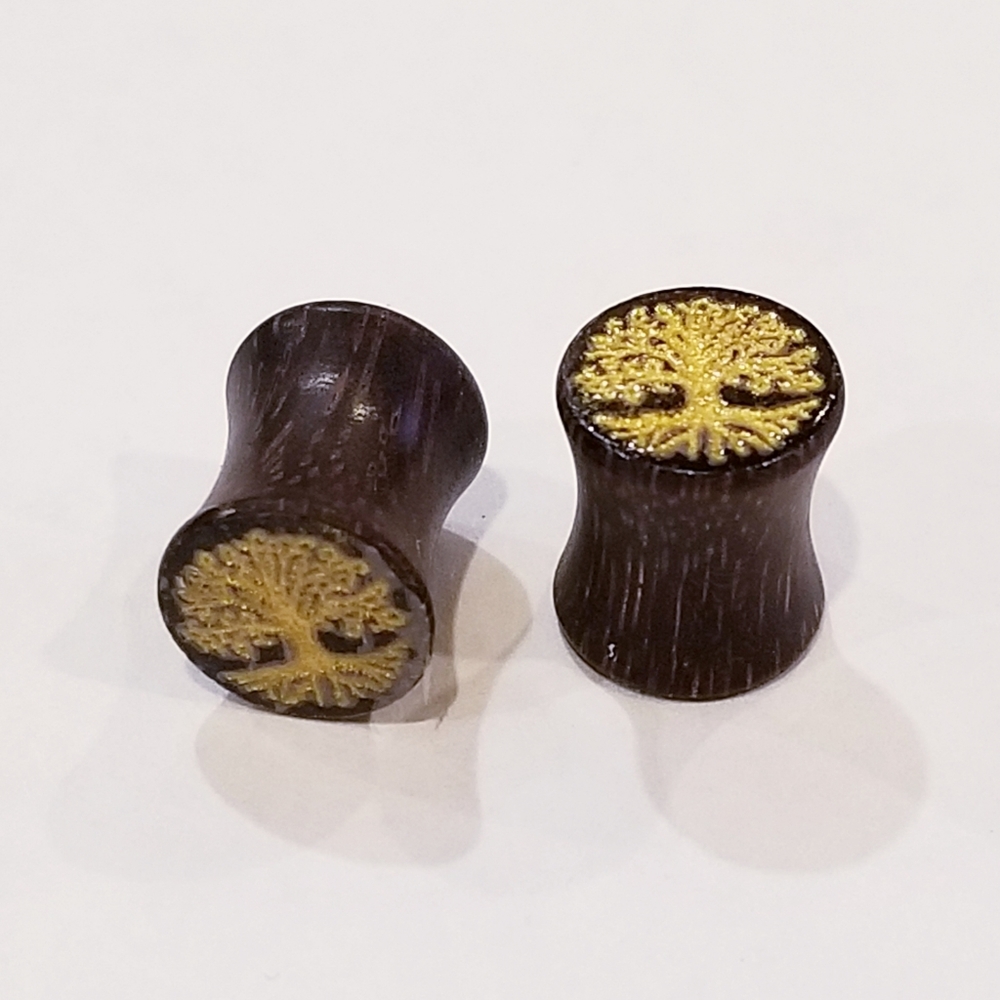 Gold tree plugs 0g/8mm (earrings/gauges)